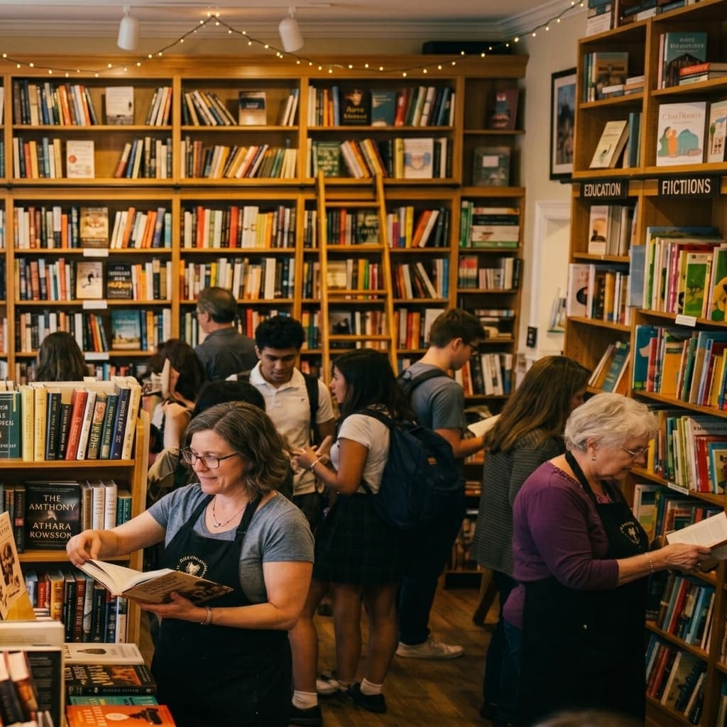 A bustling independent bookstore